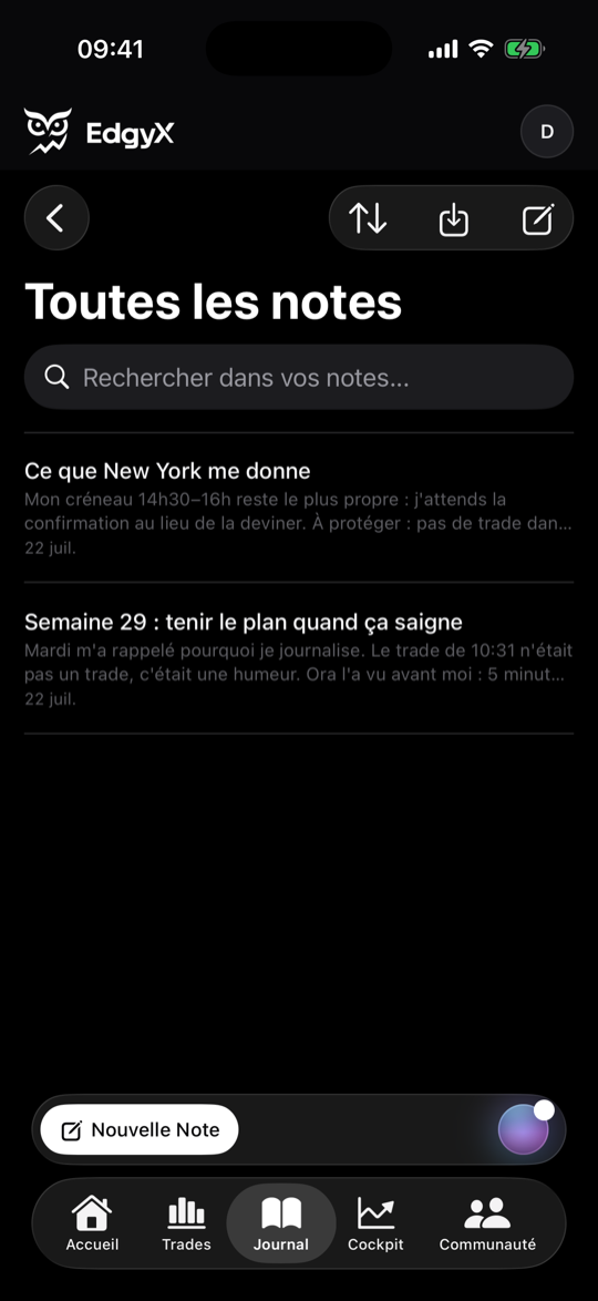 Edgyx iOS · Journal